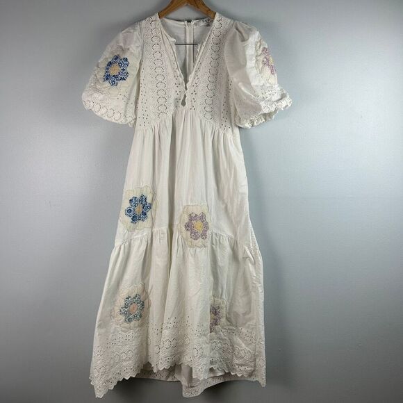 SEA NEW YORK Violette Patch Puff Sleeve Midi Dress M - Picture 2 of 9